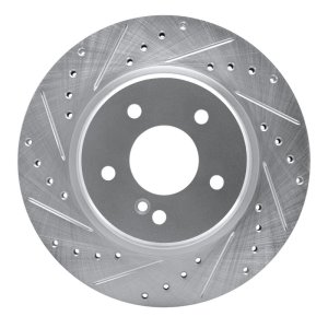 Chrysler CrossFIRE Brake Rotor (1) - Rear Left - R1 Concepts - Drilled & Slotted - Silver - `98-`09